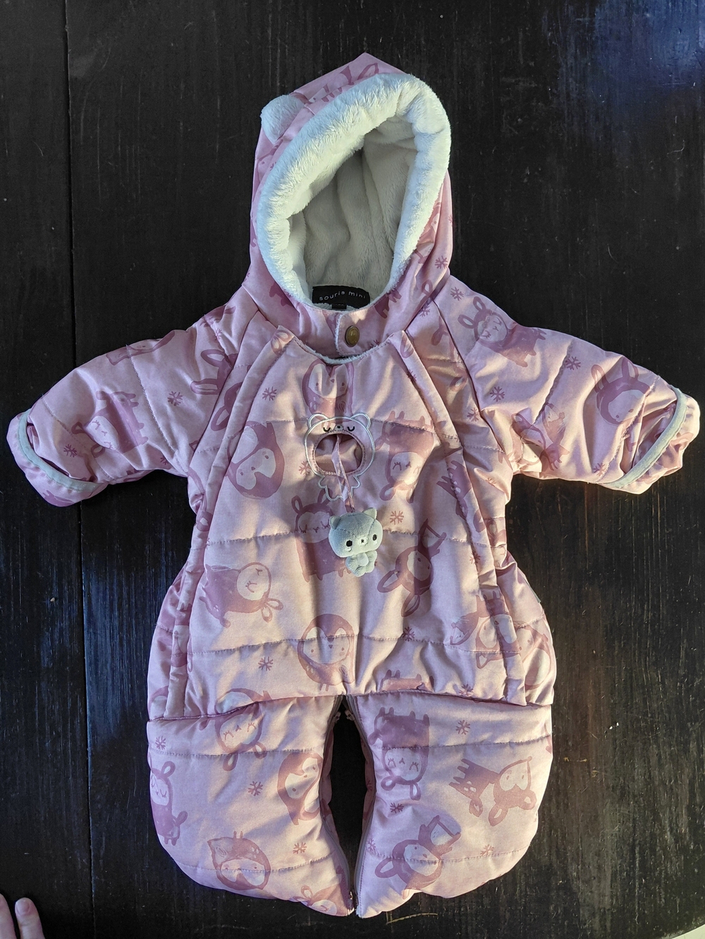 Souris Mini Pink Baby Snowsuit with Hood